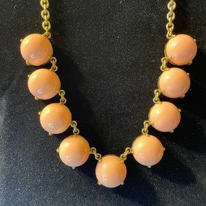 J crew vintage peach bubble bead gold necklace with 9 cabochons, 16 inches long